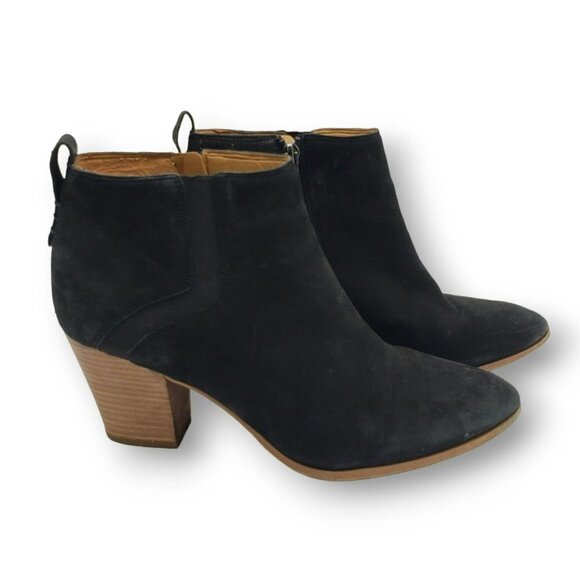 Franco Sarto Atlas Suede Ankle Zip Bootie Womens 10 Black - Picture 1 of 9